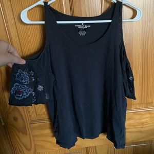 American Eagle Off-the-Shoulder Embroidered Tee